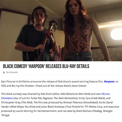 Black Comedy ‘Harpoon’ Releases Blu-ray Details